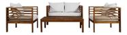 Conjunto De Jardim Madeira 4 Pecas Sofa E Mesa