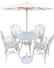 Conjunto de Jardim Modelo Fortaleza Mesa 4 Cadeiras e Guarda Sol