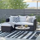 Conjunto De Jardim Rattan 2 Pecas Sofa Extensivel