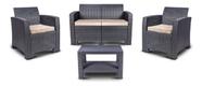 Conjunto De Jardim Rattan Chumbo 4 Pecas Sofa Poltrona Mesa
