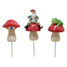 Conjunto de jardim Whimsical Mushroom com resina Gnome, Frog & Eye Sc