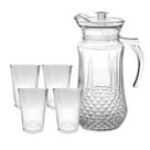 Conjunto De Jarra 1,4L Com 4 Copo Primavera 190ml de Vidro Para Água Suco Conjunto De Jarra 1,4L Com 4 Copo Primavera 190ml de Vidro Para Água Suco