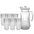 Conjunto De Jarra 1,4L Com 6 Copo Requinte 350ml de Vidro Para Água Suco