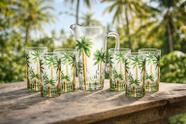 Conjunto de Jarra e Copos em Cristal Palm Tree Handpaint