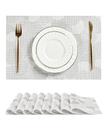 Conjunto de Jogos Americanos Leetaltree Círculo Branco Resistente ao Calor 8 Peças Conjunto de Jogos Americanos Leetaltree Círculo Branco Resistente ao Calor 8 Peças