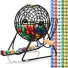 Conjunto de jogos de bingo aberto em gaiola de 24x31x25 cm com 100 bolas Conjunto de jogos de bingo aberto em gaiola de 24x31x25 cm com 100 bolas