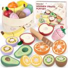 Conjunto de jogos de frutas de madeira Beberolen com faca e bolsa