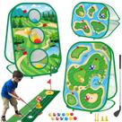 Conjunto de jogos de golfe YSZZYSM 4 em 1 com taco, tapete, rede e pranchas para crianças