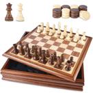 Conjunto de jogos de tabuleiro Xadrez e damas VAMSLOVE Wooden 38cm