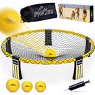Conjunto de jogos Roundnet Fastes Outdoor com 3 bolas, rede e bolsa Conjunto de jogos Roundnet Fastes Outdoor com 3 bolas, rede e bolsa