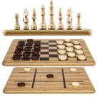 Conjunto de jogos VAMSLOVE Checkers Chess Tic-Tac-Toe 3 em 1 com bolsa