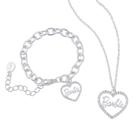 Conjunto de joias Barbie Crystal Heart Colar e Pulseira