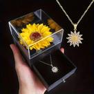 Conjunto De Joias Colar Girassol Dourado: Exclusivo, Com Flor De Imitação, Presente Romântico Para
