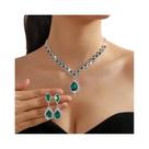 Conjunto De Joias De Casamento Em Cristal Vermelho Verde Azul Para Mulheres Colar Com Pingente Em