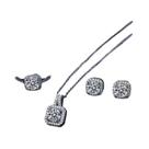 Conjunto De Joias De Cristal De Zircônia Prata Com 3 Peças Para Mulheres: Brincos, Colar E Anel Para