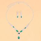 Conjunto De Joias De Cristal Verde Esmeralda, Colar, Brincos, Acessórios De Casamento, Presente Para