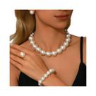 Conjunto De Joias De Pérolas Falsas Brancas Para Mulheres: Colar, Brincos, Anel E Pulseira -
