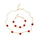 Conjunto De Joias De Trevo De Cinco Folhas Da Sorte Para Mulheres, Com Pulseira, Brincos E Colar,