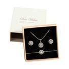 Conjunto De Joias Femininas Brilhantes Com Zircônia Cúbica AAA, 3 Peças: Brincos, Pulseira E Colar