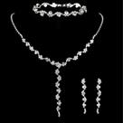 Conjunto De Joias Femininas Com Strass 4 Peças: Colar, Pulseira E Brincos - Acessório Para Vestido