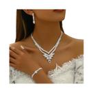 Conjunto De Joias Femininas Da Moda: Brincos De Folha Com Corrente, Colar, Pulseira E Anel