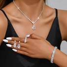 Conjunto De Joias Femininas Da Moda: Colar, Pulseira, Anel E Brincos Presente Para Casamento,
