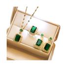 Conjunto De Joias Femininas Elegantes Em Formato Quadrado Com 4 Peças: Colar, Brincos E Anel Para