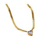 Conjunto De Joias Femininas Em Aço Inoxidável Com Cristais Em Formato De Coração: Colar E Pulseira