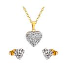 Conjunto De Joias Femininas Em Aço Inoxidável Estilo Coreano Com Colar E Brincos De Zircônia Cúbica