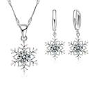 Conjunto De Joias Femininas Em Prata Esterlina 925 Com Zircônia E Cristal CZ, Colar Com Pingente E