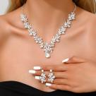Conjunto De Joias Femininas Modernas Com Colar De Corrente E Brincos Em Formato De Folha E Gota,