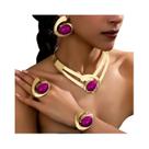 Conjunto De Joias Feminino Elegante De 5 Peças Com Pedras Assimétricas Para Festas: Colar, Brincos,