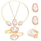 Conjunto de joias GIGB PBDK banhado a ouro/prata, pérola barroca, feminina
