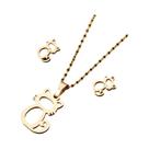 Conjunto De Joias Gold Cat Para Mulheres: Colar Choker E Brincos De Aço Inoxidável Com Design De