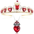 Conjunto de joias HEIKLN Descendant Gold Tiara Red Heart Crown