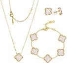 Conjunto de joias HighSpark Clover, colar, pingente, brinco, pulseira