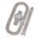 Conjunto de joias Hip Hop Lindo, pulseira, colar, relógio para homens