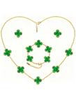 Conjunto de joias Jelystaby Clover em aço inoxidável banhado a ouro 18K Conjunto de joias Jelystaby Clover em aço inoxidável banhado a ouro 18K