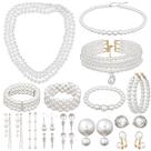 Conjunto de joias Jupwalz Pearl, 16 peças, colar, brincos, pulseiras Conjunto de joias Jupwalz Pearl, 16 peças, colar, brincos, pulseiras