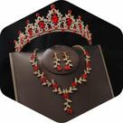 Conjunto de joias Kamirola, tiaras e coroas para mulheres, dourado, vermelho