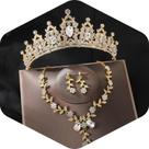 Conjunto de joias Kamirola, tiaras e coroas para mulheres, dourado