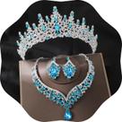 Conjunto de joias Kamirola TR28 Silver Blue Crystal Tiara
