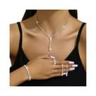 Conjunto De Joias Prateadas Para Mulheres, Minimalista, 5 Peças: Anéis, Colar, Brincos, Pulseira,