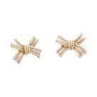 Conjunto De Joias Retro Minimalista Para Mulheres Com Laço E Pérolas, Colar E Brincos, Acessórios