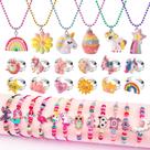 Conjunto de joias WESAYEE Unicorn Necklace Bracelet para meninas 4-8