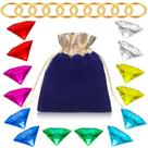 Conjunto de joias ZCYSRLQIN, anéis redondos dourados com diamante acrílico