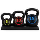 Conjunto de Kettlebells Best Choice Products (5kg, 10kg, 15kg) com Rack de Armazenamento