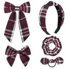 Conjunto de laço de cabelo DEEKA Uniform Plaid com clipe elástico Conjunto de laço de cabelo DEEKA Uniform Plaid com clipe elástico