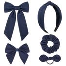 Conjunto de laços de cabelo DEEKA Uniform Long Tail 5 estilos azul marinho para meninas