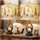 Conjunto de lâmpadas Scenekoy 65cm Antler Rustic Table Candeeiros de mesa USB Conjunto de lâmpadas Scenekoy 65cm Antler Rustic Table Candeeiros de mesa USB